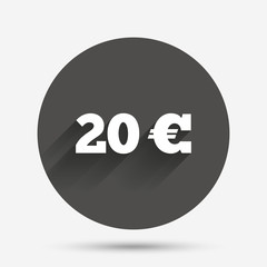 20 Euro sign icon. EUR currency symbol.