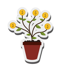 flat design money plant icon vector illustration
