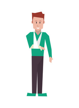 flat design man with broken arm icon vector illustration