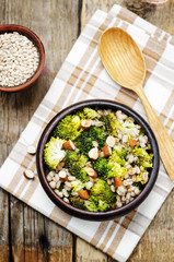 broccoli almonds barley porridge