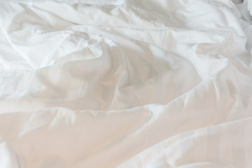 white blanket messy, white bedding sheet messy