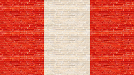 Peru flag on old brick wall
