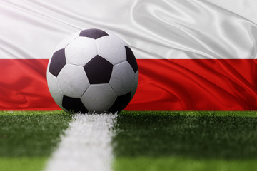 Naklejka premium soccer ball against Poland flag