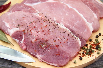 raw meat  on the table