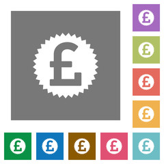 Pound sticker square flat icons