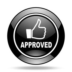 approved black glossy icon