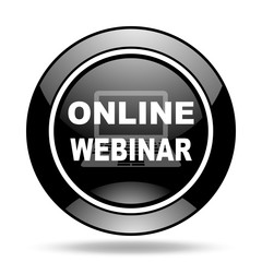 Fototapeta premium online webinar black glossy icon