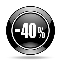 40 percent sale retail black glossy icon