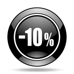 10 percent sale retail black glossy icon