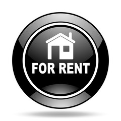 for rent black glossy icon