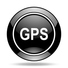 gps black glossy icon