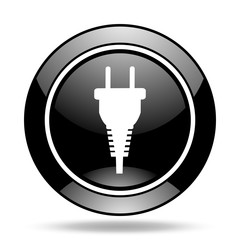 plug black glossy icon