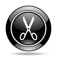 scissors black glossy icon