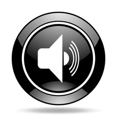 volume black glossy icon