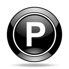 parking black glossy icon