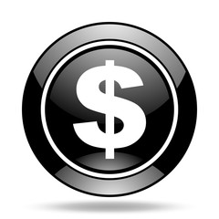 dollar black glossy icon
