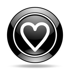 heart black glossy icon