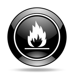 flame black glossy icon