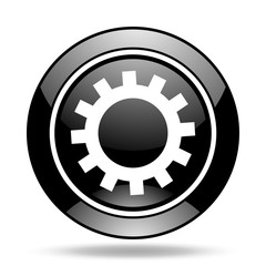 gear black glossy icon