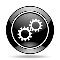 gear black glossy icon