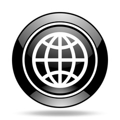 earth black glossy icon