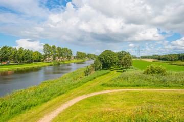 Canal along a residential area in summer