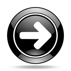 right arrow black glossy icon