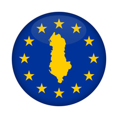 Albania map European Union flag button