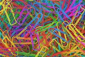 Colored Paper Clips background, 3D rendering
