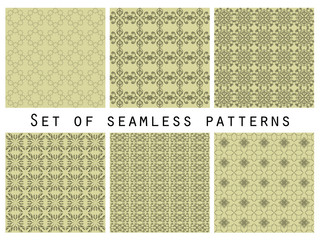 Geometric seamless patterns set.  Vector illustration.