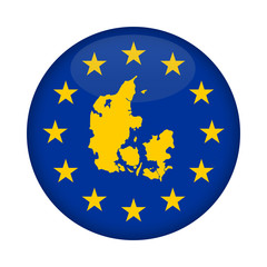 Denmark map European Union flag button