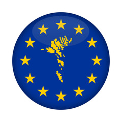 Faroe Islands map European Union flag button