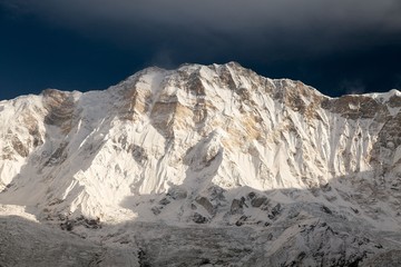 Morning view of Mount Annapurna from Annapurna base camp