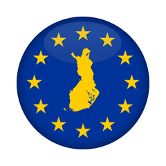 Finland map European Union flag button