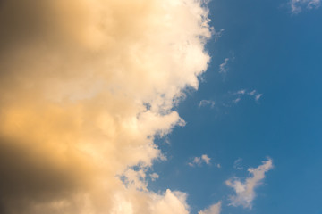 evening scene of blue sky with  orange color cloud