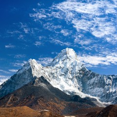 View of Ama Dablam with beautiful cloudy sky