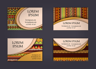 business card or visiting card template with boho style pattern background.corporate identity design. Flyer Layout.