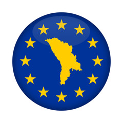 Moldova map European Union flag button