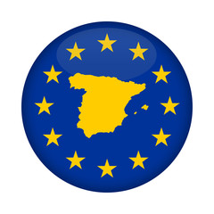 Spain map European Union flag button