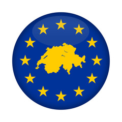 Switzerland map European Union flag button