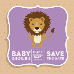 lion animal baby shower card icon vector illustration graphic