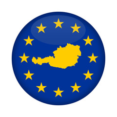 Austria map European Union flag button