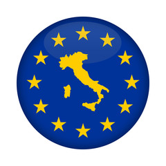 Italy map European Union flag button