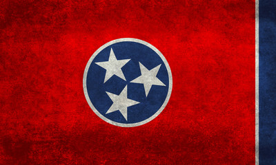 Tennessee State flag with vintage distressed textures