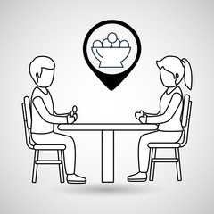 couple sitting dinner vector illustration eps 10