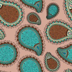 Seamless pattern based on traditional Asian elements Paisley.