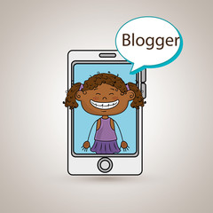 girl cellphone blogger web vector illustration graphic