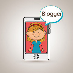 girl cellphone blogger web vector illustration graphic