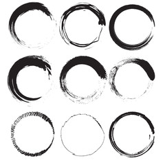 Set of hand drawn scribble circles, vector design elements, 9 hand drawn black circles.