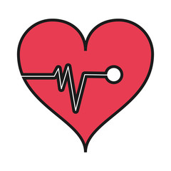 flat design heart cardiogram icon vector illustration
